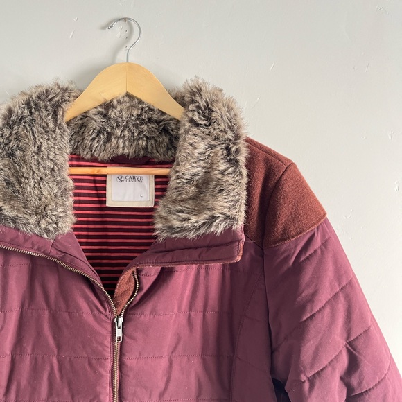 Carve Designs | Mauve Zip Up Fur Collar Coat Jacket - Picture 2 of 8